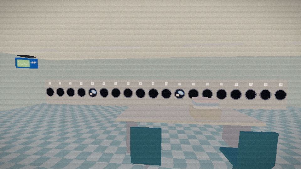 An empty laundromat with a row of dryers along the back wall.